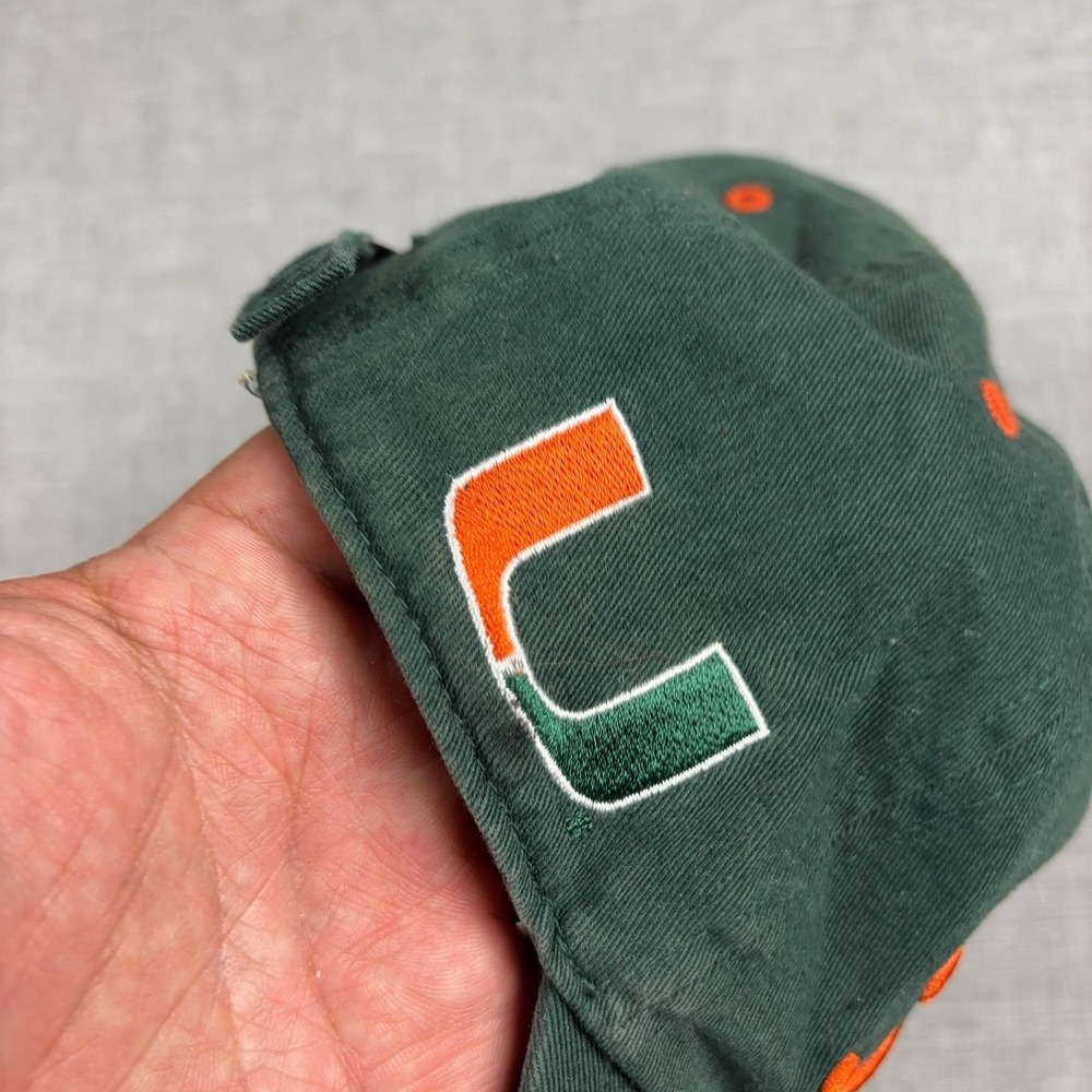 Vintage Miami Hurricanes Hat Cap Strap Back Mens Green Golf Titleist 90s - Picture 3 of 9